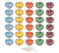 KSJONE 30 Pcs Hand Painted Diwali Decoration Diwali Clay Diya with Cotton Wicks Oil Lamp Indian Festive Home Decoration Traditional Temple Pooja Laxmi Puja Diyas Diwali Decor