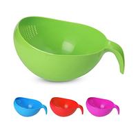 KSJONE Heavy Duty Rice Washer Strainer Colander Washing Bowl with Handle Vegetable/Rice Washer Strainer for Cleaning Fruits, Vegetables, and Beans 2.1 Qt (2L) (Green)