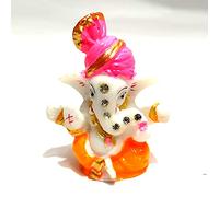 KSJONE Indian Mini Ganesha Statue Decor Home Office Temple Mandir Pooja Items Hindu Lord Ganesha Figurine for Car Dashboard Ganesh Statue Ganpati Gifts Home Office Decor
