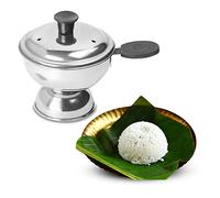 KSJONE Puttu Maker Stainless Steel, Stainless Steel Chiratta Puttu Maker, Chiratta Maker with Handle Use with Pressure Cooker Puttu Kutti Puttu Steamer Puttu Cooker Silver