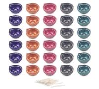 KSJONE Set of 30 Colourful Handmade Diyas for Diwali Hand Painted Decorative Clay Mitti Diya Deepak Lanterns for Diwali Decoration (Free Lambi Diya Batti/Long Cotton Wicks) Christmas Gift