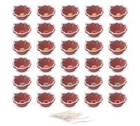 KSJONE Set of 30 Pieces Multi Color Flower Print Decorative Handmade Clay Mitti Diya, Deepak, Traditional Diya for Pooja, Diwali Decoration with Cotton Wicks