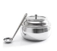 KSJONE Stainless Steel Ghee Pot with Spoon and Transparent Lid | Ghee Container for Kitchen | Premium Oil Container with Lid for Pooja Items, 300 ML