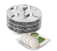 KSJONE Stainless Steel Idli Stand | 4-Plates Idli | Idli Preparation | Supreme Quality Food Grade Idli Stand | South Indian Idli Maker Makes | 16 Idlis (Square)