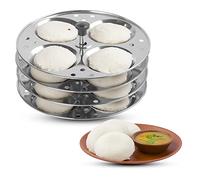 KSJONE Stainless Steel Idli Stand | 4-Plates Idli | Idli Preparation | Supreme Quality Food Grade Idli Stand | South Indian Idli Maker Makes | 16 Idlis (Round)