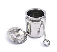KSJONE Stainless Steel Oil and Ghee Container for Kitchen I Multipurpose Oil Container with Lid I Capacity of 400 ml