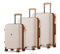 KSK2594 - PP 20/24/28inch Hard Shell Expandable Luggage-Lightweight Suitcase with TSA Lock & Built-in Cup Holder - Cabin - Beige and Brown