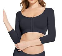 KSKshape Arm Shaper for Women Post Surgery Arm Lipo Compression Sleeves Front Closure Shapewear Bra Posture Corrector Tank Top,Black,S