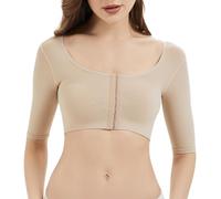 KSKshape Arm Shaper for Women Post Surgery Arm Lipo Compression Sleeves Front Closure Shapewear Bra Posture Corrector Tank Top,Beige,2XL