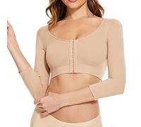 KSKshape Arm Shaper for Women Post Surgery Arm Lipo Compression Sleeves Front Closure Shapewear Bra Posture Corrector Tank Top,Beige,XL