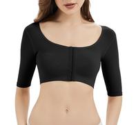 KSKshape Arm Shaper for Women Post Surgery Arm Lipo Compression Sleeves Front Closure Shapewear Bra Posture Corrector Tank Top,Black,S