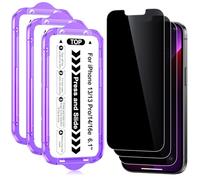Ksleri 3 Pack for iPhone 14/13 Pro/ 13/ 16e Privacy Screen Protector, Anti-Spy Tempered Glass Film with Auto-Aligning Easy Installation Kit, Anti-Scratch, 9H Military-Grade Protection - 6.1 Inch