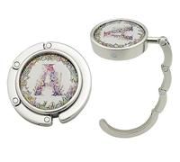 KSMD Compact Round Folding Purse Hooks for Table (Set of 2) - Personalized Initial Letters Purse Hanger Organizers Hooks Portable Handbag Holder Pocketbook Holder for Desk Bag (Letter A)
