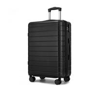 KSN2691-24" Checked Luggage, Durable ABS Hard Shell Suitcase with 360 Silent Spinner Wheels & Secure Combination Lock - Medium - Black