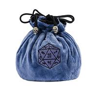 KSNDie DND Dice Bags Large with Pockets Blue Storage Bag with D20 Logo for Dungeon and Dragons RPG Game Dices - Capacity 200+ Dice
