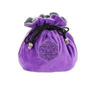 KSNDie DND Dice Bags Large with Pockets Purple Storage Bag with D20 Logo for Dungeon and Dragons RPG Game Dices - Capacity 200+ Dice