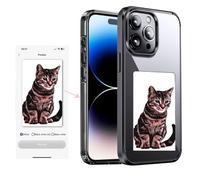 KSOPUERT Ink Screen Smart Phone Case Phone Body Protective for 6.1 Inch iPhone13/14,Supports Display 3.5 Picture On Case,Black