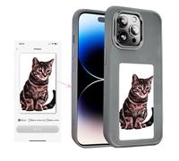 KSOPUERT Smart Ink Screen Phone Case for iphone 13/iphone 14,Supports NFC Transmission DIY Image (Gray)