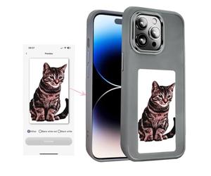 KSOPUERT Smart Ink Screen Picture Display Phone Case Work for iphone 15,Long-Lasting Display,NFC Phone Case (Gray)