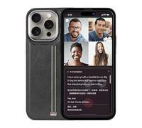 KSOPUERT Smart Translation Leather Phone Case for iPhone 16 Real-Time Voice Translator Built-in APP Instant Bilingual Conversation,Video Call Subtitles,Photo Translation for Travel & Business,Black