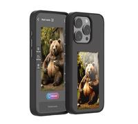 KSOPUERT Upgraded 4 Colors Smart e Ink Screen NFC Transmission Phone Case Display Supports DIY Changing Image/Picture/Photo/Text Showing fit for iPhone 15 Pro(Black)