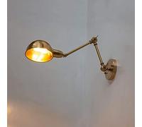 Ksovv Adjustable 2 Swing Arm Wall Light Sconce Retro E27 Brass Wall Lamp Golden Bedroom Bedside Lamp Wall Mounted Reading Lights Living Room Study Restaurant Indoor Wall Lighting Fixtures