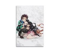 KSOXDAITIP Comic Demon Slayer Kimetsu No Yaiba Poster Tanjiro And Nezuko Poster Decorative Painting Canvas Wall Posters And Art Picture Print Modern Family Bedroom Decor Posters 08x12inch(20x30cm)