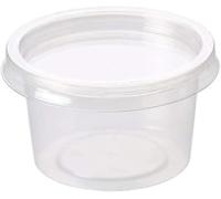 Ksp partners ltd e-commerce Round Plastic Sauce Containers with Lids, 100 Pieces, Clear Deli Pots for Dips, Ketchup, Chutney, Slime Storage 2oz and 4oz (4oz)