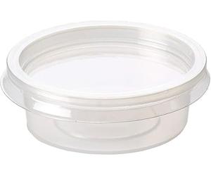 Ksp partners ltd e-commerce Round Plastic Sauce Containers with Lids, 100 Pieces, Clear Deli Pots for Dips, Ketchup, Chutney, Slime Storage 2oz and 4oz (2oz)