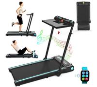 Ksports Desk and Manual Incline Walking Pad Treadmill, 2.5HP Motor, Under Desk with Adjustable Height, Bluetooth App, LED Display, Supports up to 308 lbs