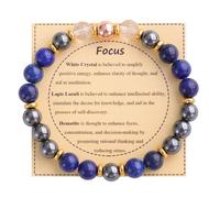 KSQS Healing Stone Bead Bracelet for Women, Natural Gemstones Balance Protection Bracelet, Spiritual Crystal Beads Bracelet Anxiety Relief with Meaning Card, 7.3 inches, Stone, stone