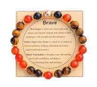 KSQS Healing Stone Bead Bracelet for Women, Natural Gemstones Balance Protection Bracelet, Spiritual Crystal Beads Bracelet Anxiety Relief with Meaning Card, 7.3 inches, Stone, stone