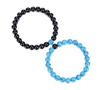 KSQS Long Distance Bracelets For Couples, His And Hers Black Onyx Turquoise Forever Stone Bead Bracelet For Lovers, Crystal Healing Gemstone Bracelet For Woman Man(2pcs), Stone, stone