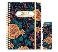 Ksriylm 2026 Diary Week to View, Full Year Planner, Jan.2026-Dec.2026, A5 with Page Tabs Monthly Weekly View Academic Diary with Hardcover, Back Pocket, Twin-wrie Binding with Bookmark, Floral Yellow
