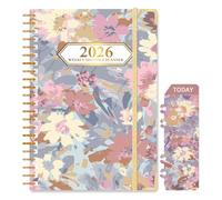 Ksriylm 2026 Diary Week to View, Full Year Planner, Jan.2026-Dec.2026, A5 with Page Tabs Monthly Weekly View Academic Diary with Hardcover, Back Pocket, Twin-wrie Binding with Bookmark, Floral Purple