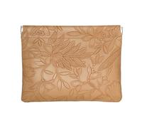 Ksriylm 5.5x7in Elegant Leaves Leather Mini Makeup Bag, Small Waterproof Snap Closure Organizer Pouches, Portable No Zipper Self-Closing Travel Pocket with compartments,Brown