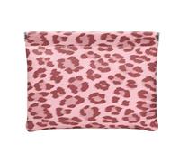 Ksriylm 5.5x7in Mini Leopard Print PU-Leather Makeup Bag, Retro Small Waterproof Snap Closure Organizer Pouches, Portable No Zipper Self-Closing Travel Pocket with compartments，Pink