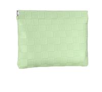 Ksriylm 5.5x7in Mini Waterproof PU Leather Checkered Makeup Bag, Small Snap Closure Organizer Pouches, Portable No Zipper Self-Closing Travel Pocket with compartments,Green