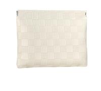 Ksriylm 5.5x7in Mini Waterproof PU Leather Checkered Makeup Bag, Small Snap Closure Organizer Pouches, Portable No Zipper Self-Closing Travel Pocket with compartments,White