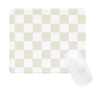 Ksriylm Aesthetics Square Cute Checkered Mouse Pad,Retro Office Home Personalized Mouse Mat Design with Waterproof and Non-Slip Rubber Base,Plaid Gaming Mat for Daily Office,Beige
