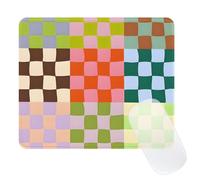 Ksriylm Aesthetics Square Cute Checkered Mouse Pad,Retro Office Home Personalized Mouse Mat Design with Waterproof and Non-Slip Rubber Base,Plaid Gaming Mat for Daily Office,Colorful