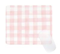 Ksriylm Aesthetics Square Cute Checkered Mouse Pad,Retro Office Home Personalized Mouse Mat Design with Waterproof and Non-Slip Rubber Base,Plaid Gaming Mat for Daily Office,Pink & White