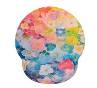 Ksriylm Flower Print Ergonomic Mouse Mat with Wrist Rest,Comfort Pain Relief Mouse Mat Wrist Support,Small Non-Slip Mouse Pad with Waterproof Surface Desk Accessories for Home Office,Colorful Bouquet