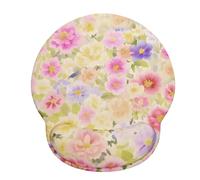 Ksriylm Flower Print Ergonomic Mouse Mat with Wrist Rest,Comfort Pain Relief Mouse Mat Wrist Support,Small Non-Slip Mouse Pad with Waterproof Surface Desk Accessories for Home Office,Colorful Bouquet