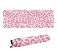 Ksriylm Leopard Mouse Mat,Large Desk Mat 31.5x11.8 Inch,Large Gaming Mouse Pad with Rubber Non-Slip Base,Cute Mouse Mat for Home and Office,Pink