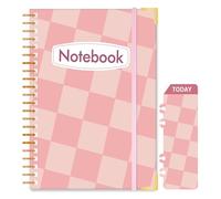 Ksriylm Personalized A5 Notebook, 160 Pages/80 Sheets Wirebound Spiral Notebooks, 80GSM Lined Paper with Pocket & Bookmark, Waterproof Hardcover Notepad for Note Taking School & Office,Pink
