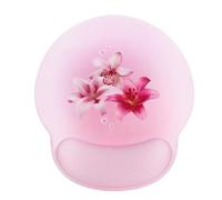 Ksriylm Pretty Flower Print Ergonomic Mouse Mat with Wrist Rest,Comfort Pain Relief Mouse Mat Wrist Support,Small Non-Slip Mouse Pad with Waterproof Surface Desk Accessories for Home Office,Pink Lily