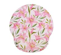 Ksriylm Pretty Flower Print Ergonomic Mouse Mat with Wrist Rest,Comfort Pain Relief Mouse Mat Wrist Support,Small Non-Slip Mouse Pad with Waterproof Surface Desk Accessories for Home Office,Lily