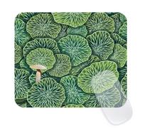 Ksriylm Retro Square Flower Mouse Mat,Small Aesthetic Patterned Girly Mouse Pad with Stitched Edge,Boho Waterproof Non-Slip Rubber Base Computer Mousemat for Office Home,Green Lotus leaf