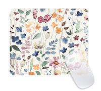 Ksriylm Square Funny Cute Mouse Pad,Office Home Personalized Mouse Mat Design,Waterproof Mousepad, Non-Slip Rubber Base Computer Mouse Pads for Wireless Mouse,Wild Flowers